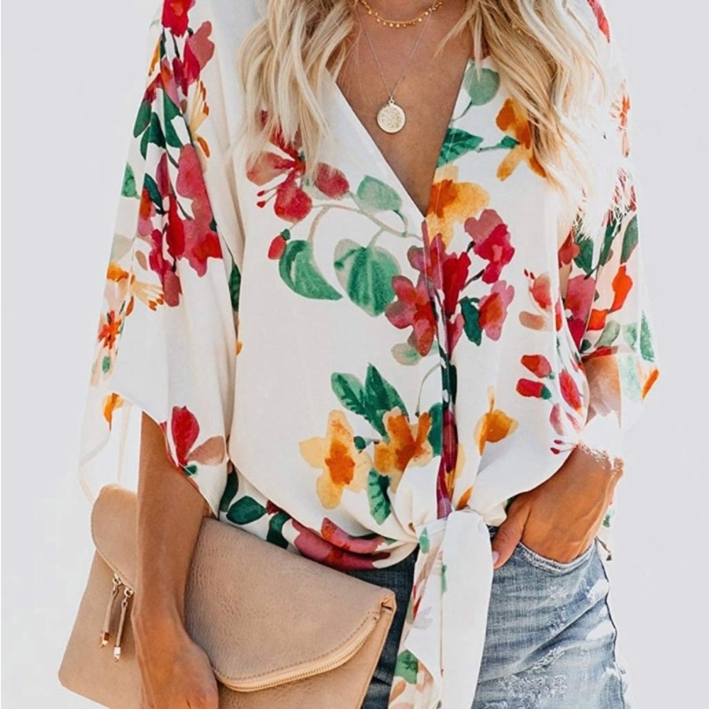 XL SPRING FLORAL BLOUSE
